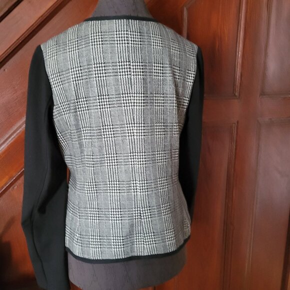Talbots Womens Plaid Open Front Cardigan Blazer Size 10 Black & White - Picture 6 of 6